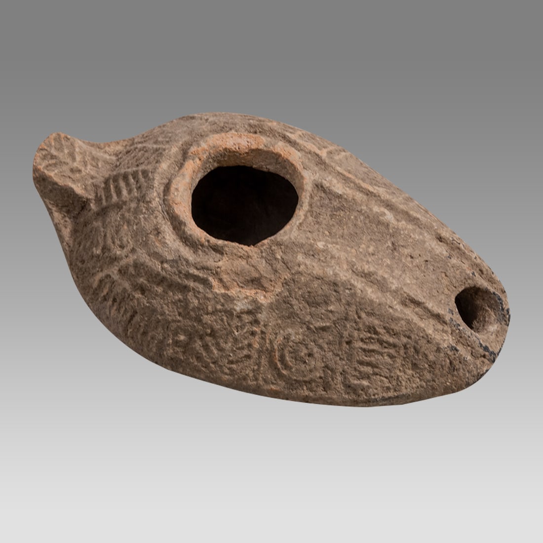 Ancient Holy Land Late Samaritan Lamp with Round Filling Hole, 5th Century AD. (1 of 2)