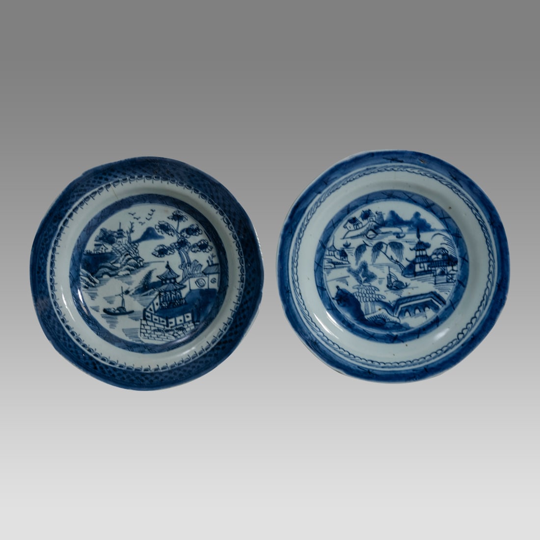 Pair of Chinese Porcelain “Canton?? Export China Plates (ca early 19th century CE). (1 of 2)