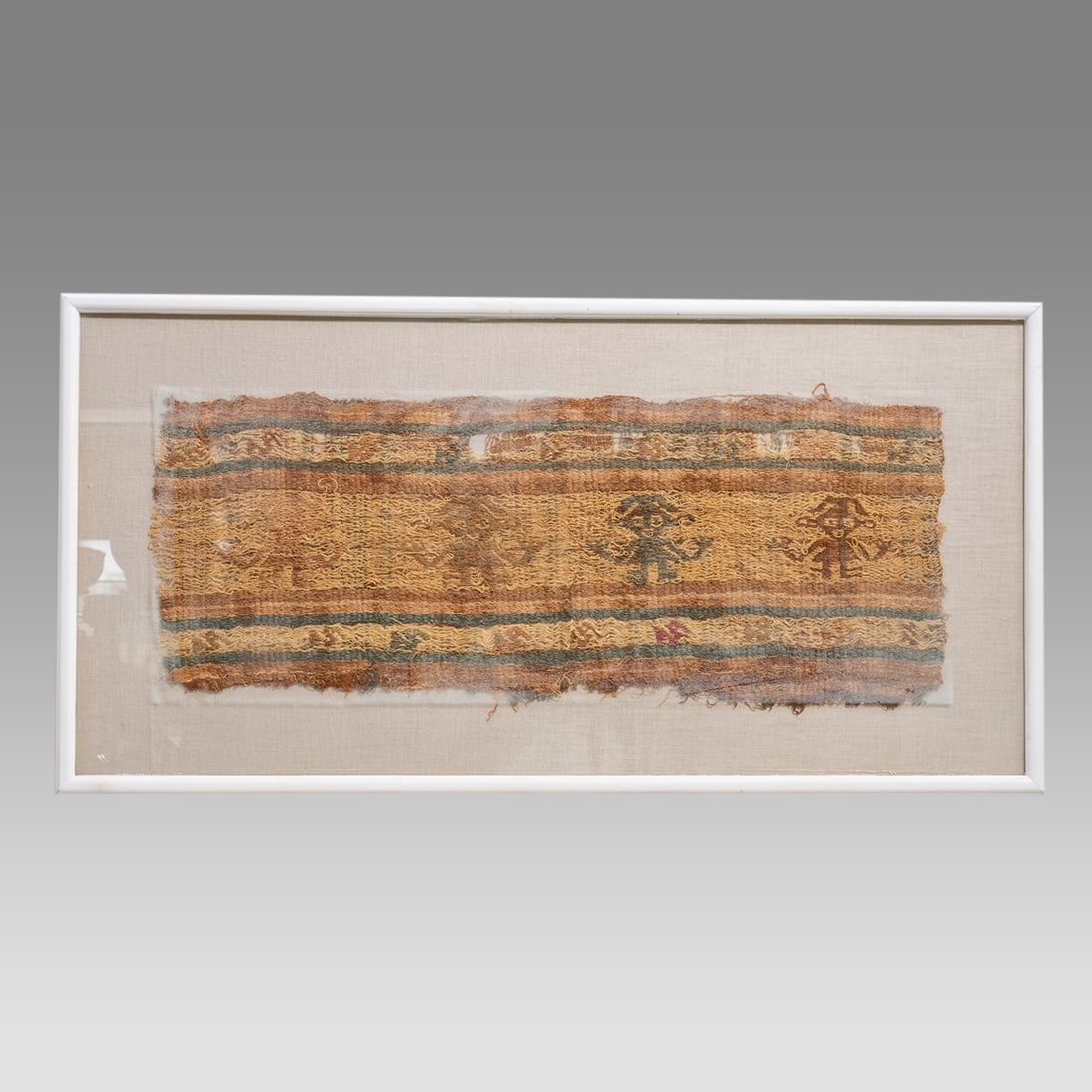 Pre-Columbian Framed Chimu Textile Featuring Chimu Creator. (1 of 2)