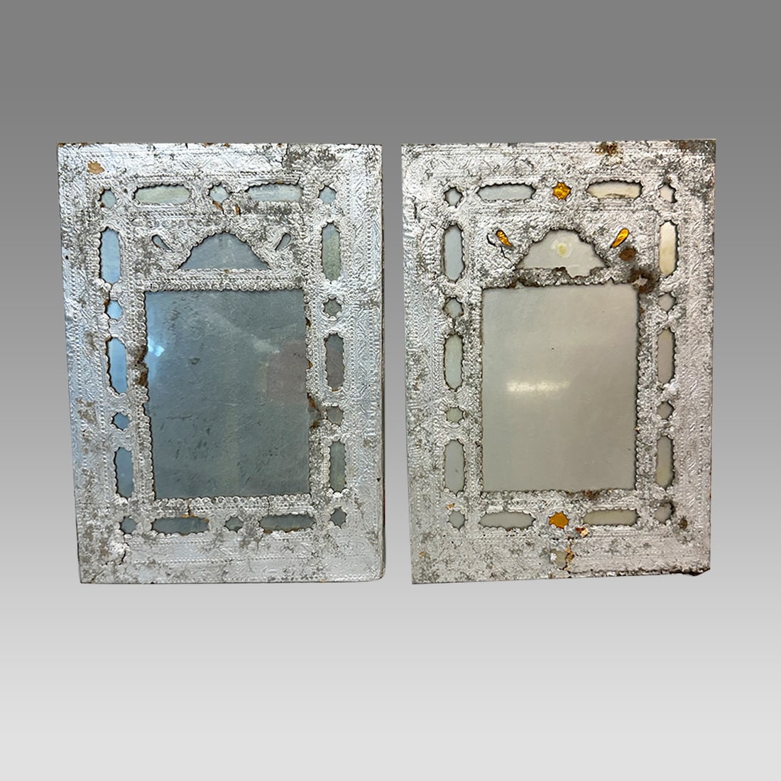 A Pair of Antique Qajar Silver Mirrors. (1 of 2)