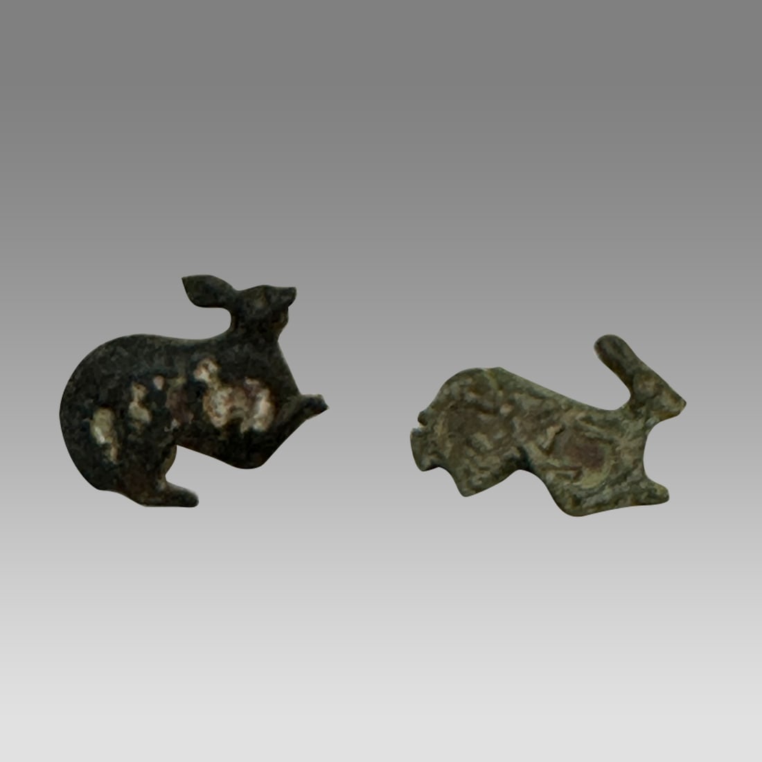Lot of 2 Ancient Roman Bronze Rabbits c.1st-2nd century AD. (1 of 2)