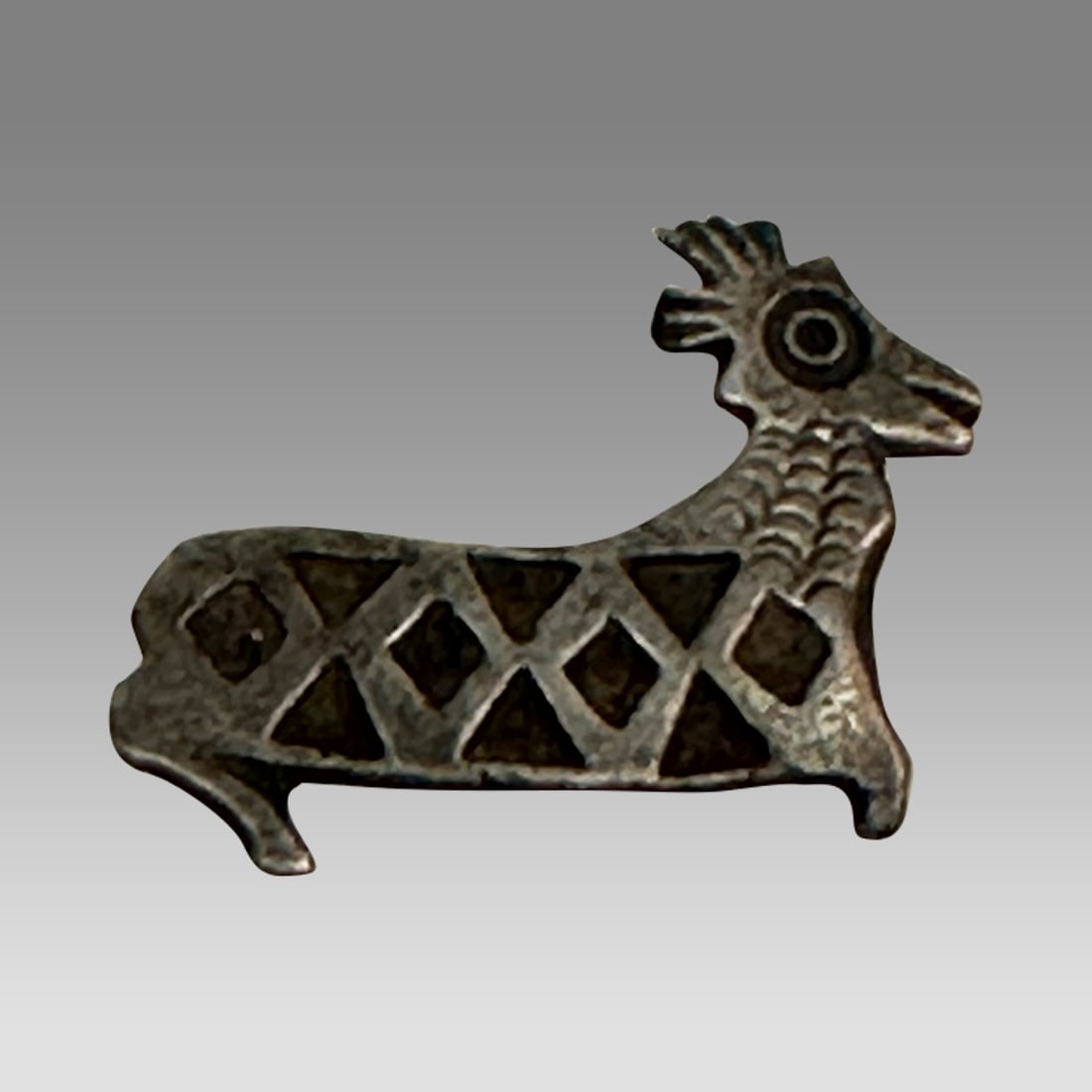 Ancient Byzantine silver Goat, Fibula Brooch c.8th century AD. (1 of 3)