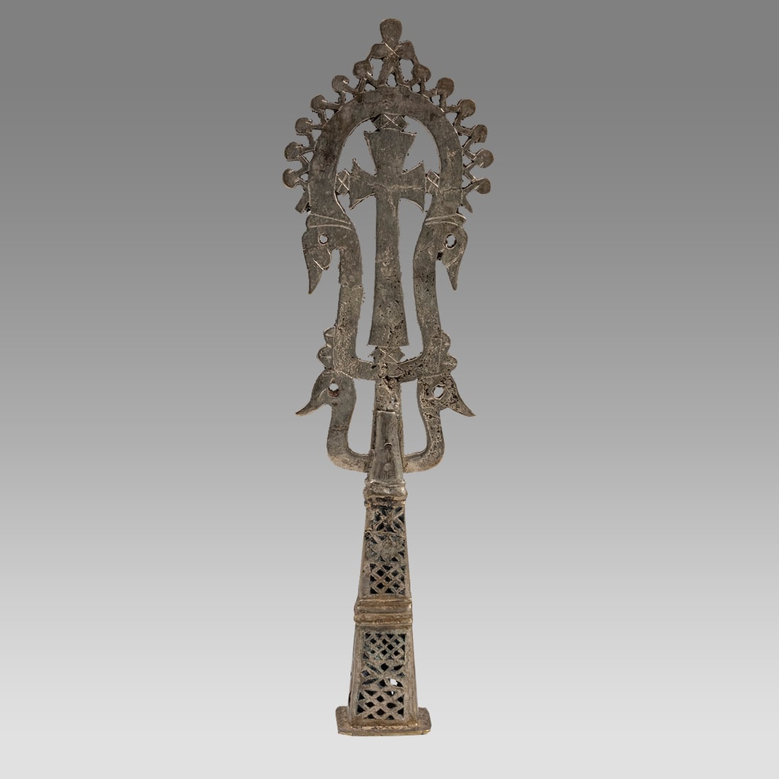 Ethiopian Coptic Processional Silvered Cross. (1 of 2)