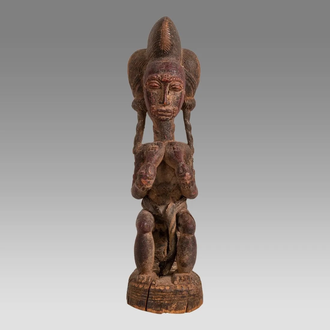 African, Ivory Coast Baule (Walobe) Seated Female wood Figure. (1 of 3)