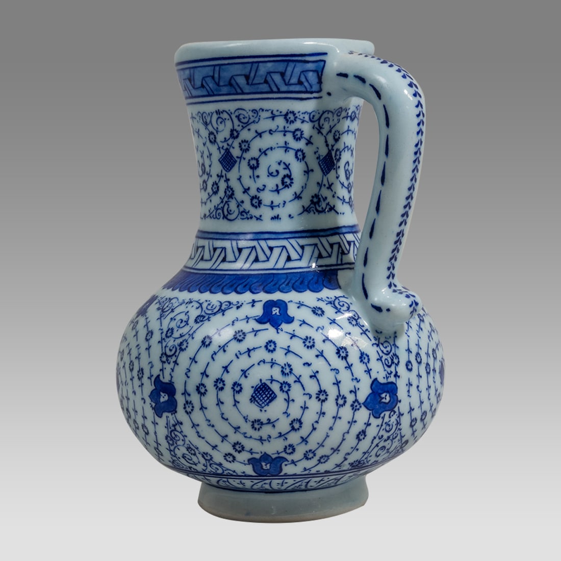 Iznik Style Blue and White Ceramic Jug. (1 of 3)