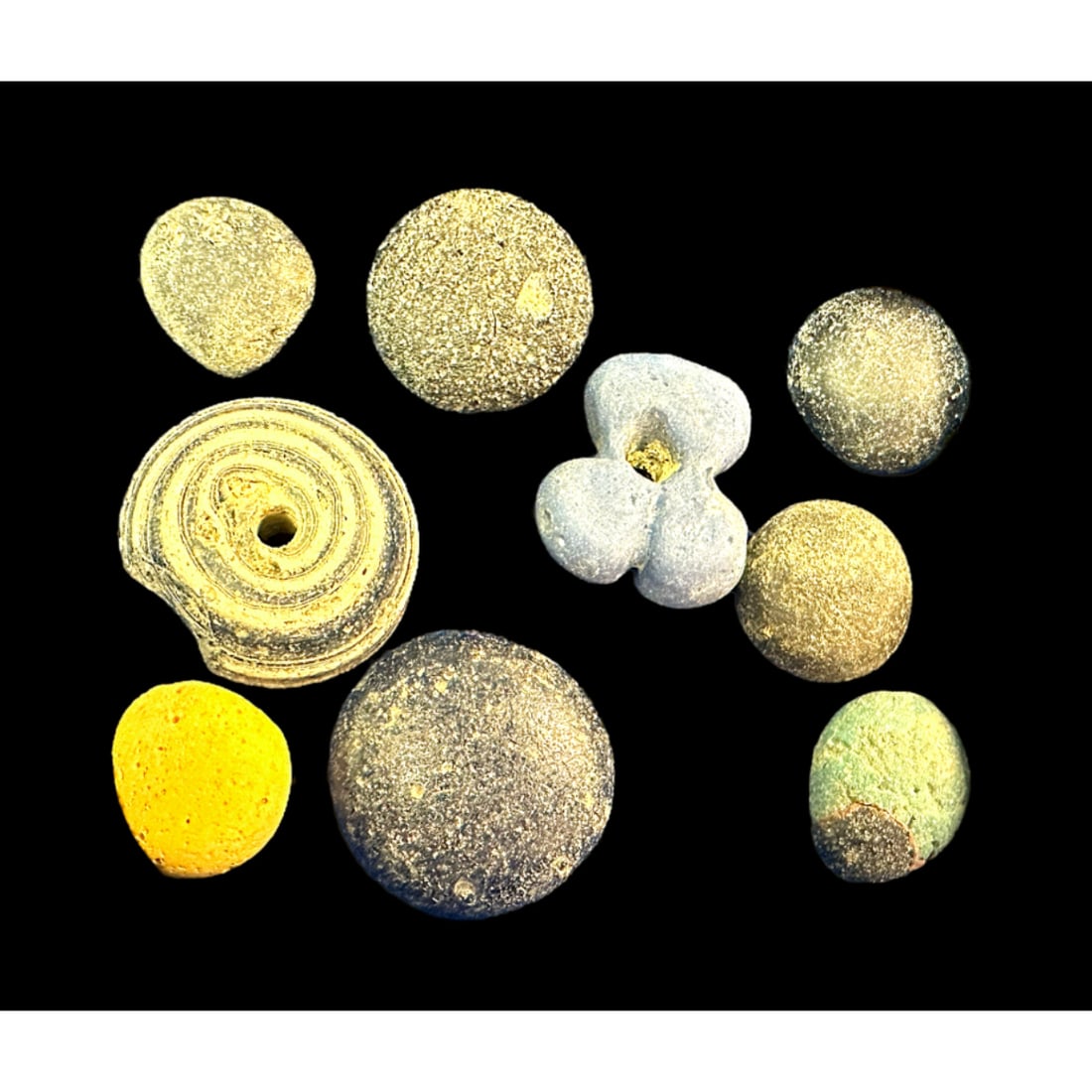 Lot 0f 9 Ancient Roman Glass Spindles, Weights, c.1st-4th century AD. (1 of 1)