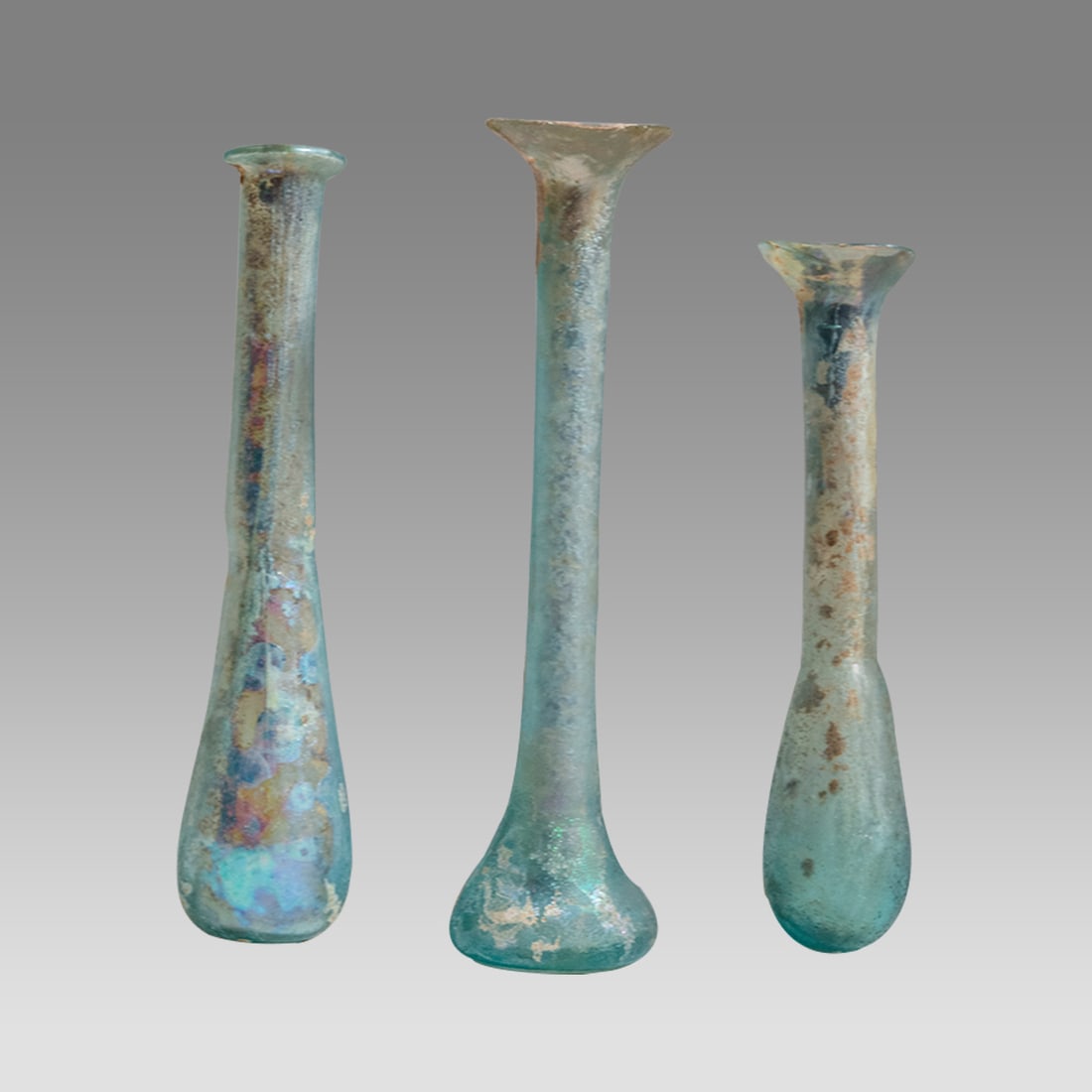 Lot 0f 3 Ancient Roman glass unguentarium, Bottles c. 1st-2nd Century A.D. (1 of 1)