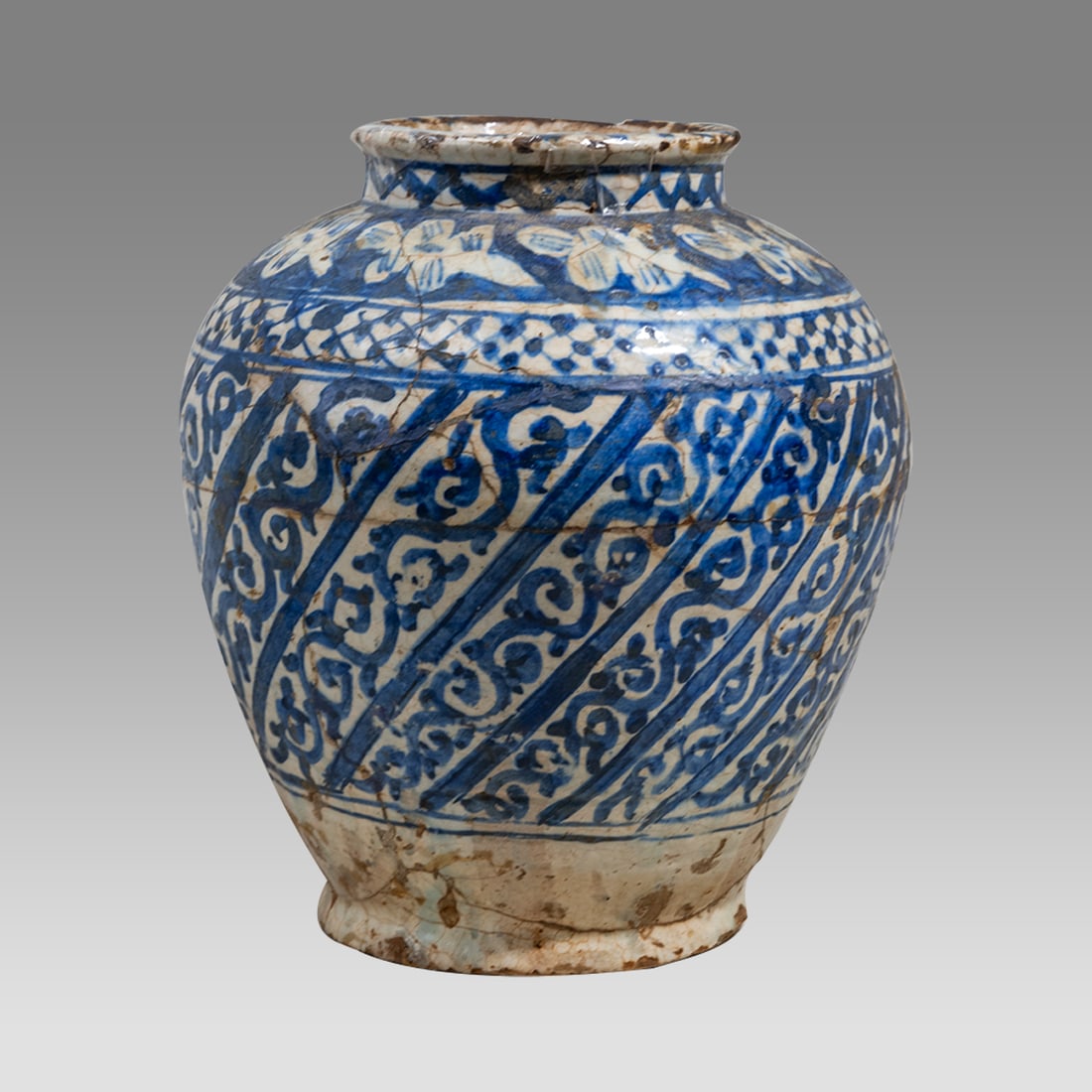 Antique Ottoman Blue and White Ceramic Vase c.16th century. (1 of 4)