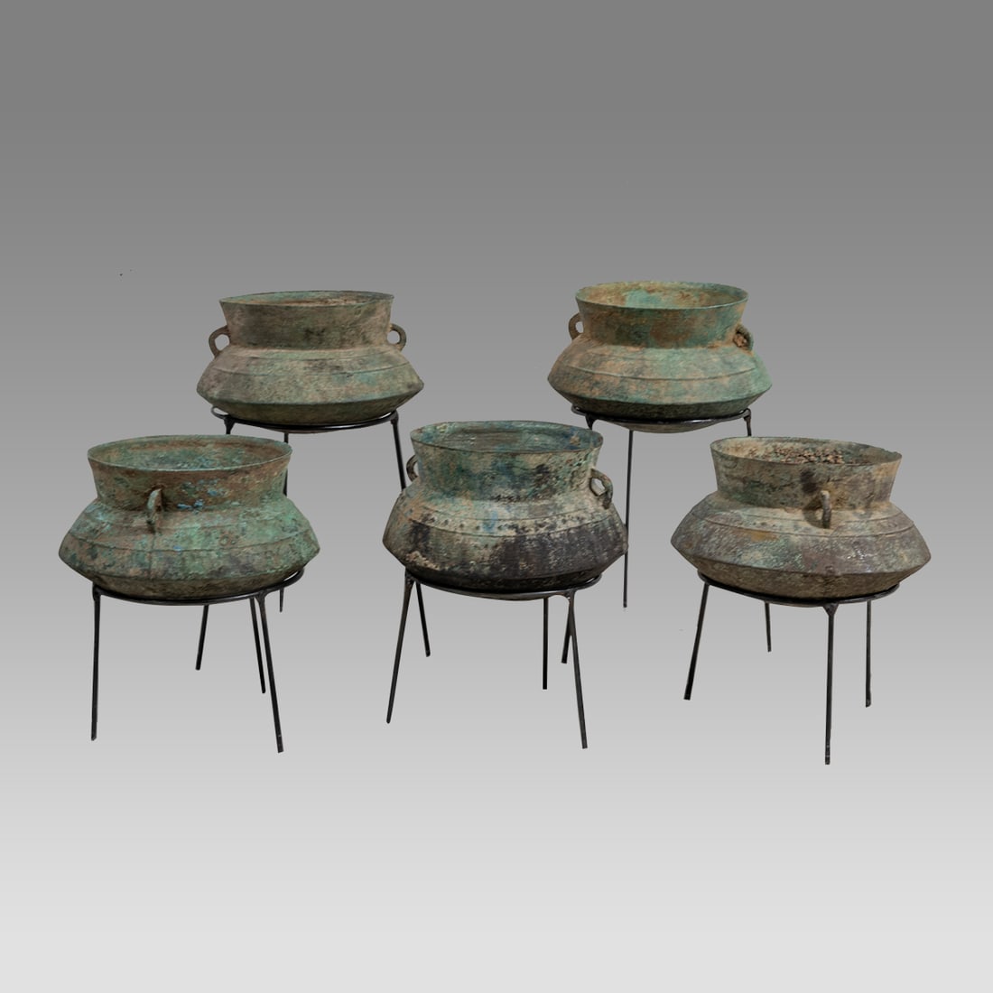 A collection of 5 Ancient Archaic Thai, Asian Bronze Bowls. (1 of 3)