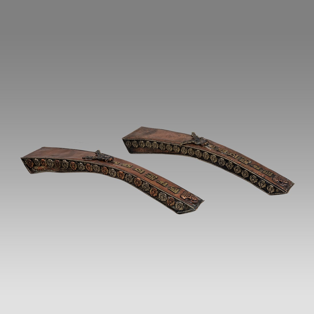 A Pair of Chinese, Asian Copper ornaments With inscriptions. (1 of 3)