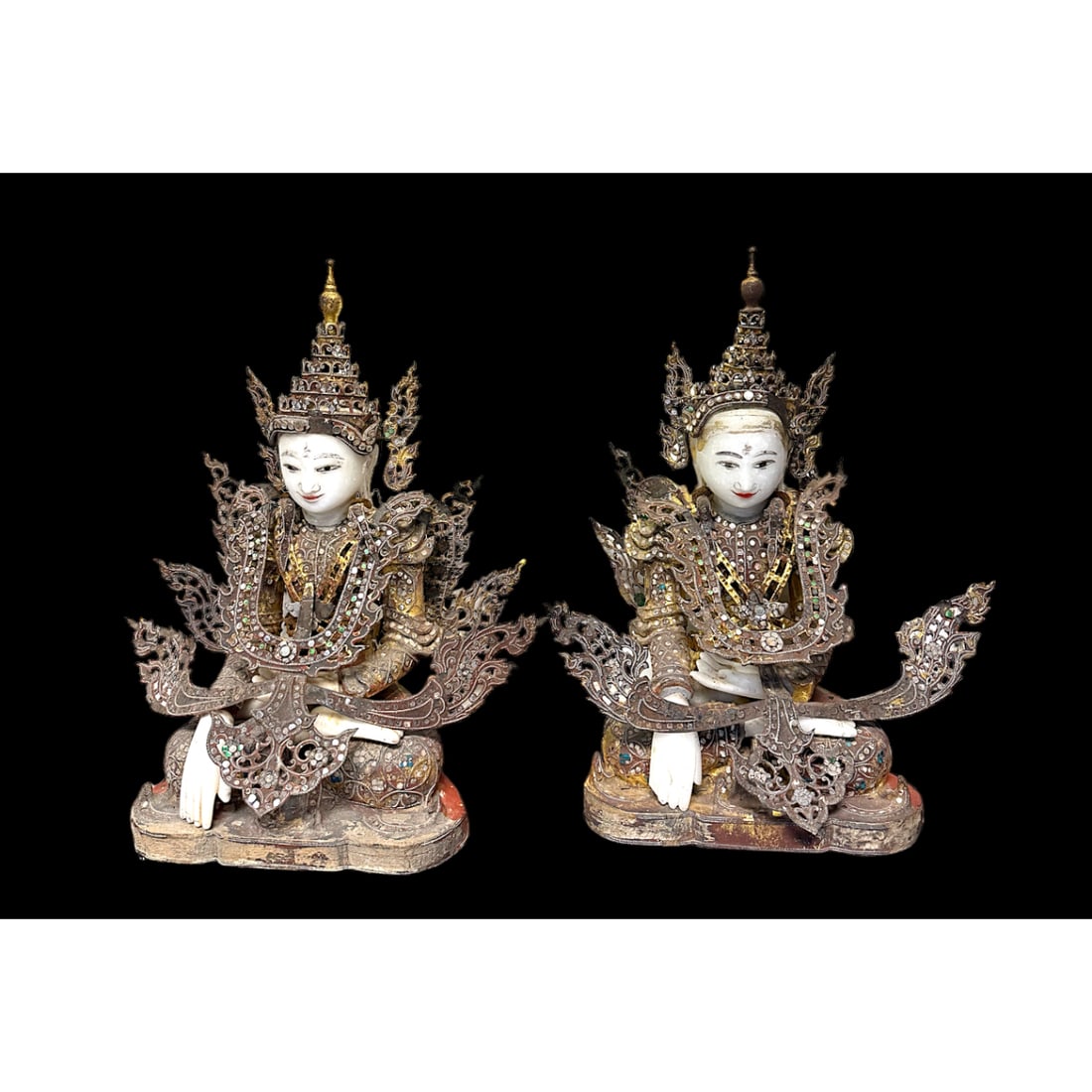 A Pair Of Burmese Crowned Buddha Statues. (1 of 4)