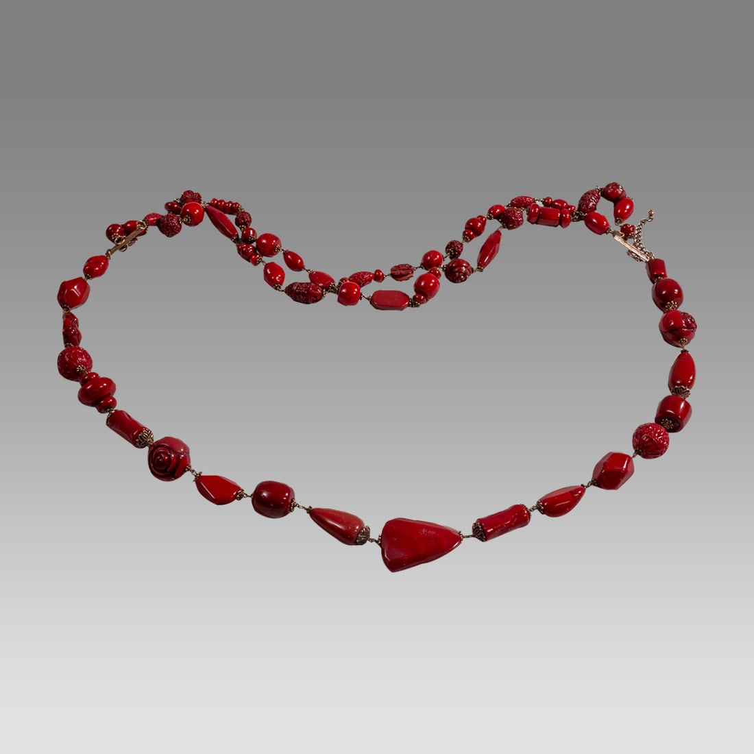 Asian. Tibetan? Buddhist Red Stone Necklace. (1 of 1)