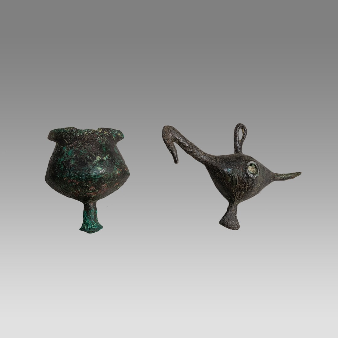 Ancient Greek Geometric Bronze Bird & Vessel c.8th - 7th century B.C. (1 of 2)