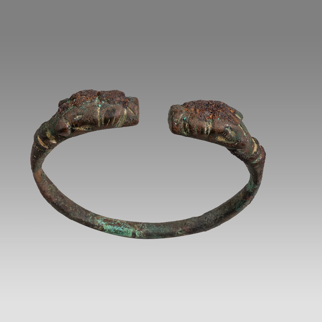 Ancient URARTIAN BRONZE BRACELET WITH ZOOMORPHIC FINIALS ca.9th century BC. (1 of 2)