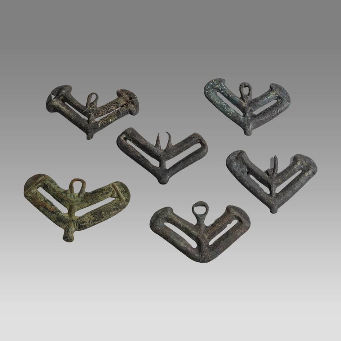 Lot of 6 Ancient Bactrian Bronze Ornaments c.2000 BC. (1 of 2)