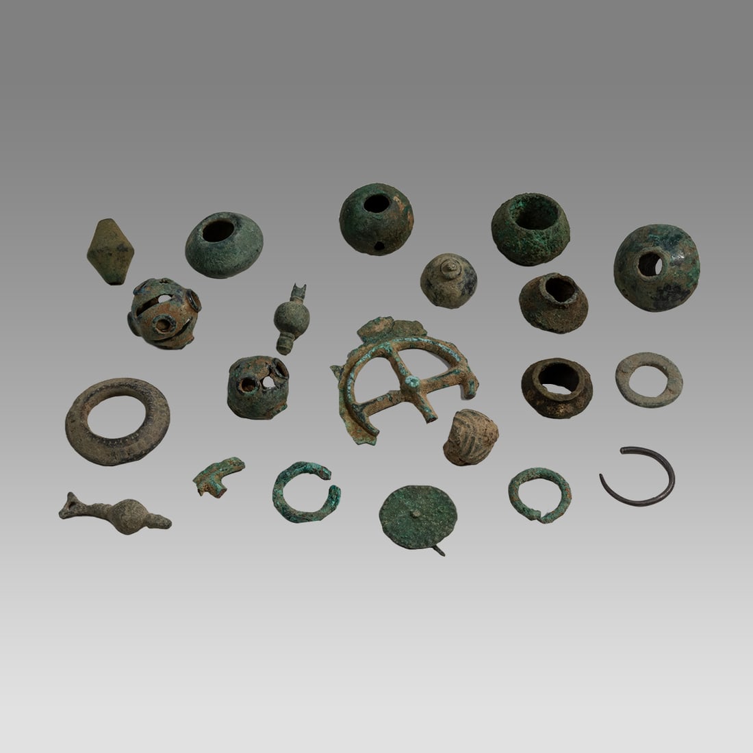 Lot of 20 Ancient Greek Geometric Bronze Ornaments, Misc c.8th - 7th century B.C. (1 of 2)