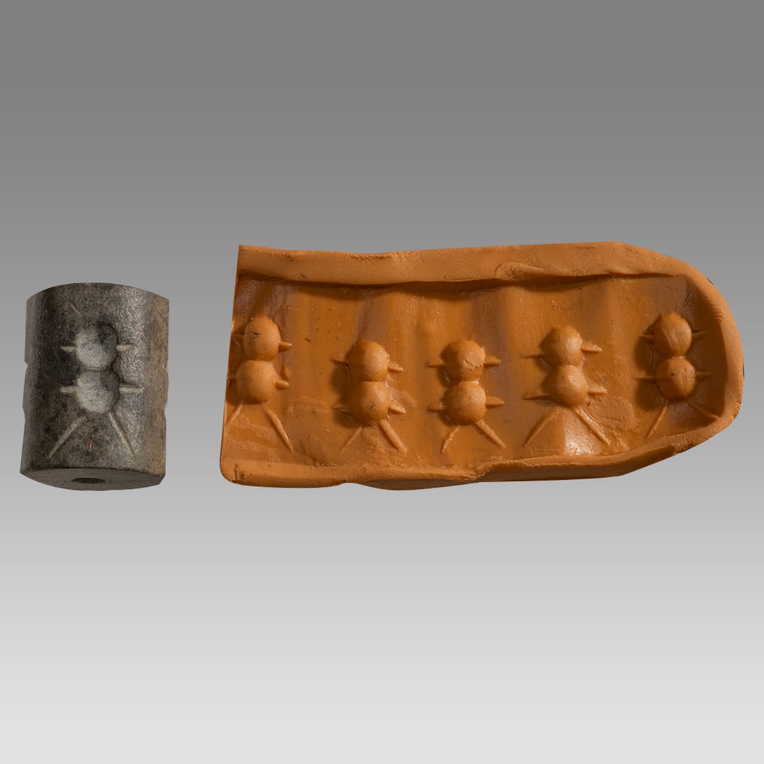 Ancient Mesopotamian Stone Cylinder Seal Early dynastic period, ca. 2900-2350 B.C. (1 of 2)