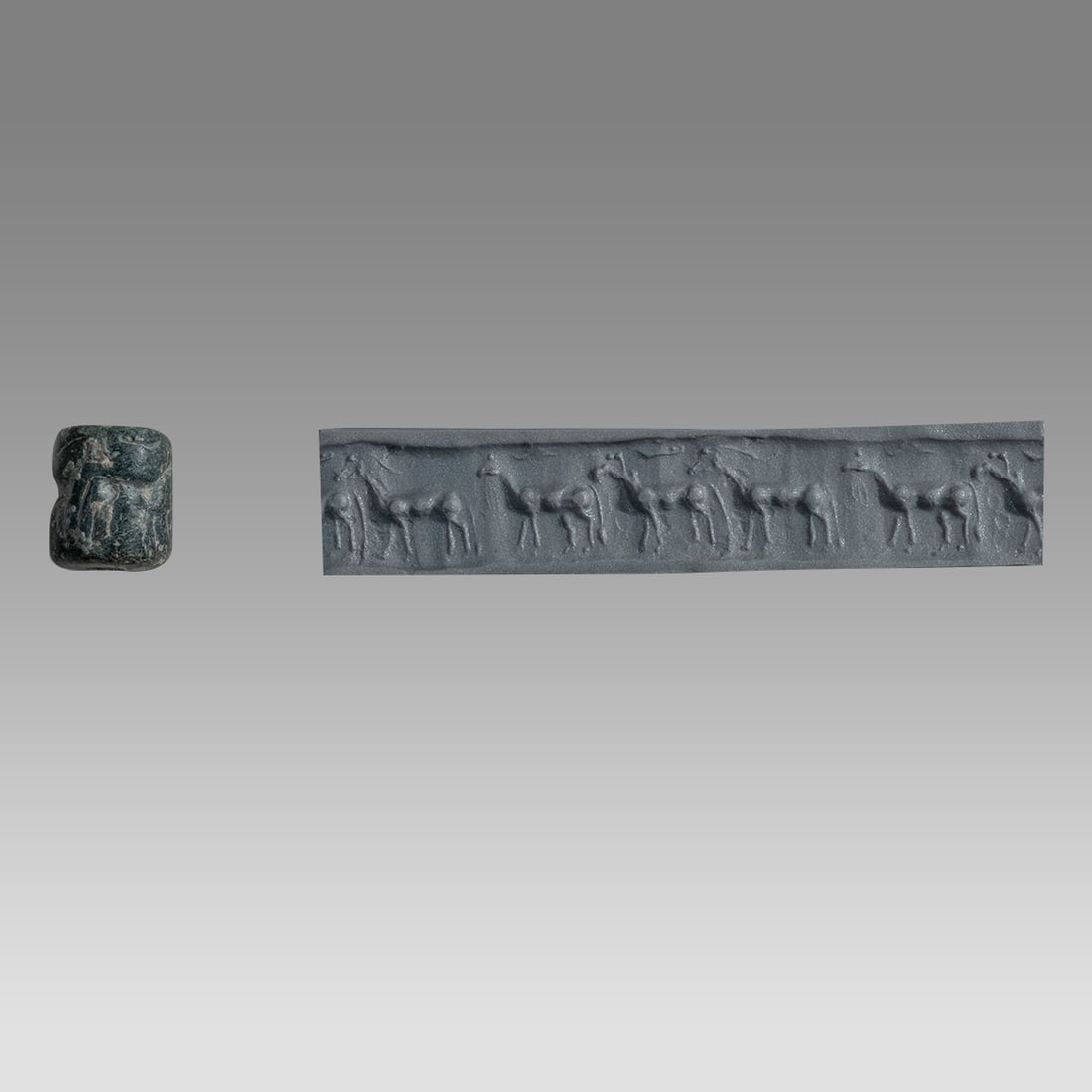 Ancient Sumerian Carved Animal Cylinder Seal Mesopotamia, ca. 3100-2900 BE. (1 of 5)