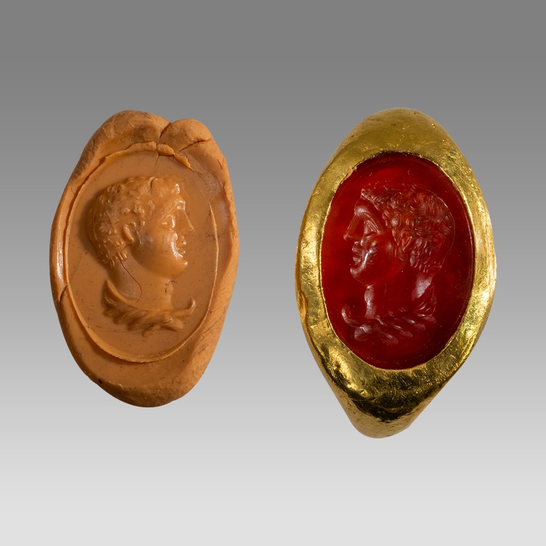 Ancient Roman, Gold Ring With Carnelian Intaglio ca. 1st to 3rd century AD. (1 of 3)