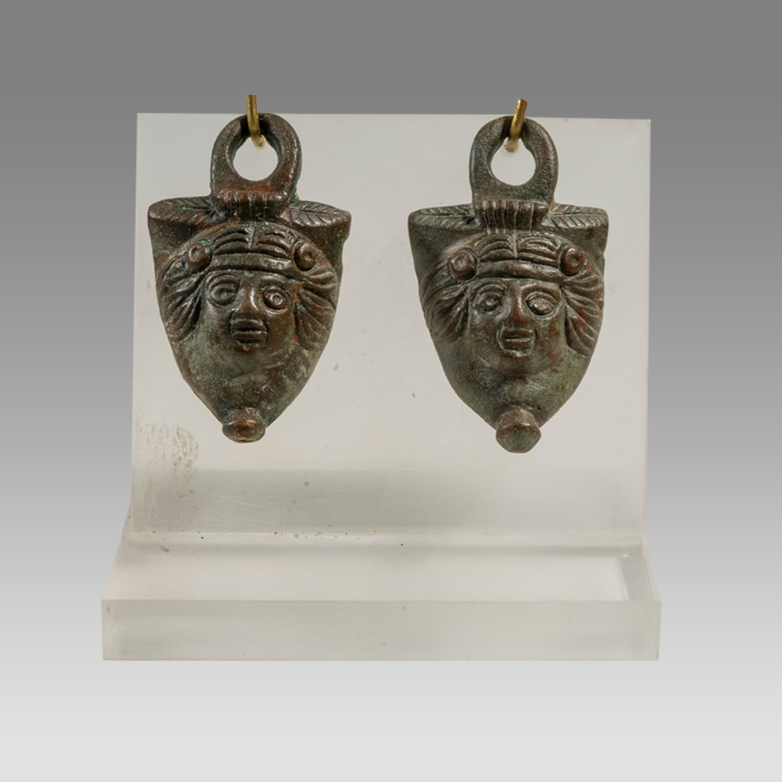 Ancient Pair of Roman Bronze Applique with Medusa Head c.2nd century AD. (1 of 2)