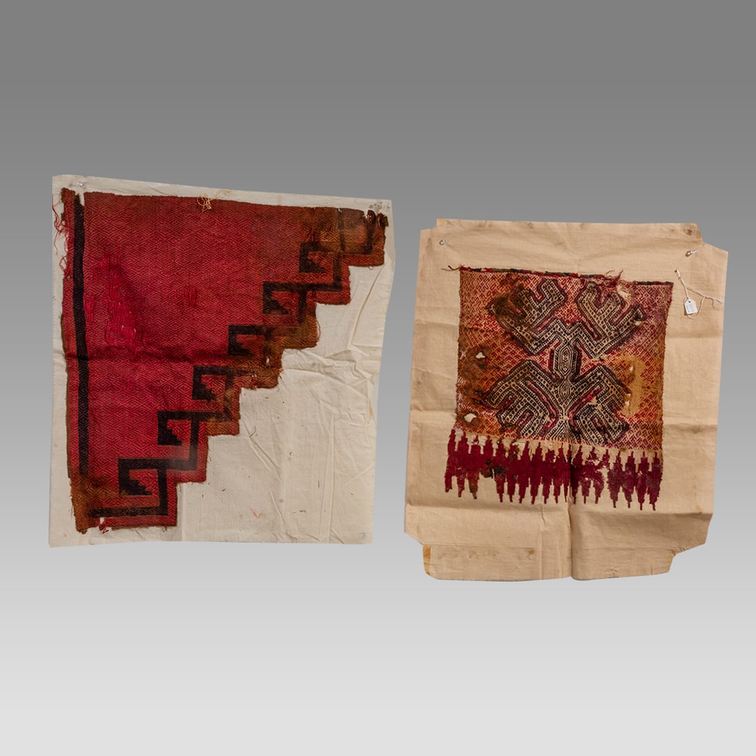 Proto-Nazca & Chimu Textile Fragments with Geometric Patterning (2) Ca. 1000-1250 A.D. (1 of 3)