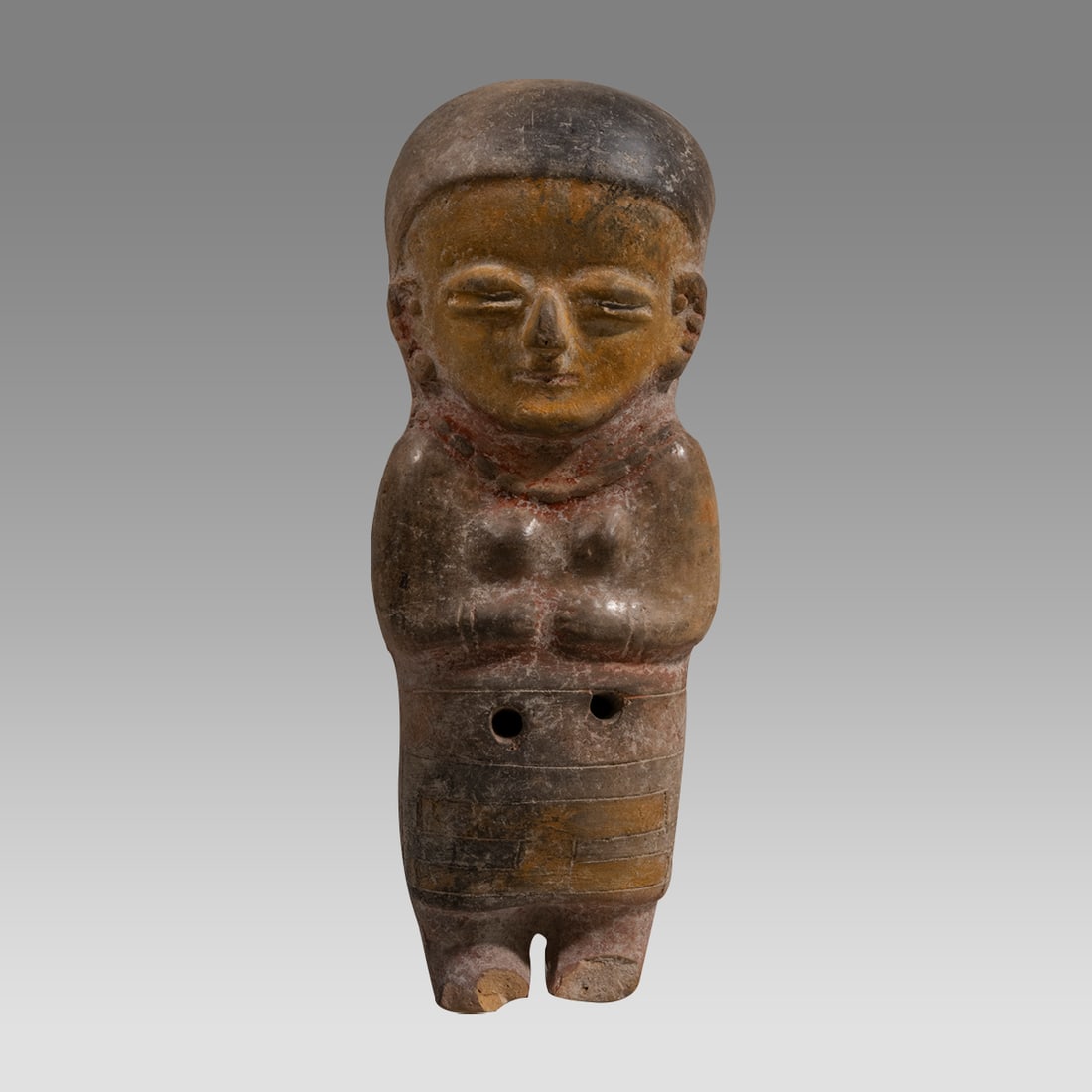 Ancient Fine Bahia Pottery Polychrome Ocarina Figure Ecuador, Ca. 500 AD. (1 of 3)