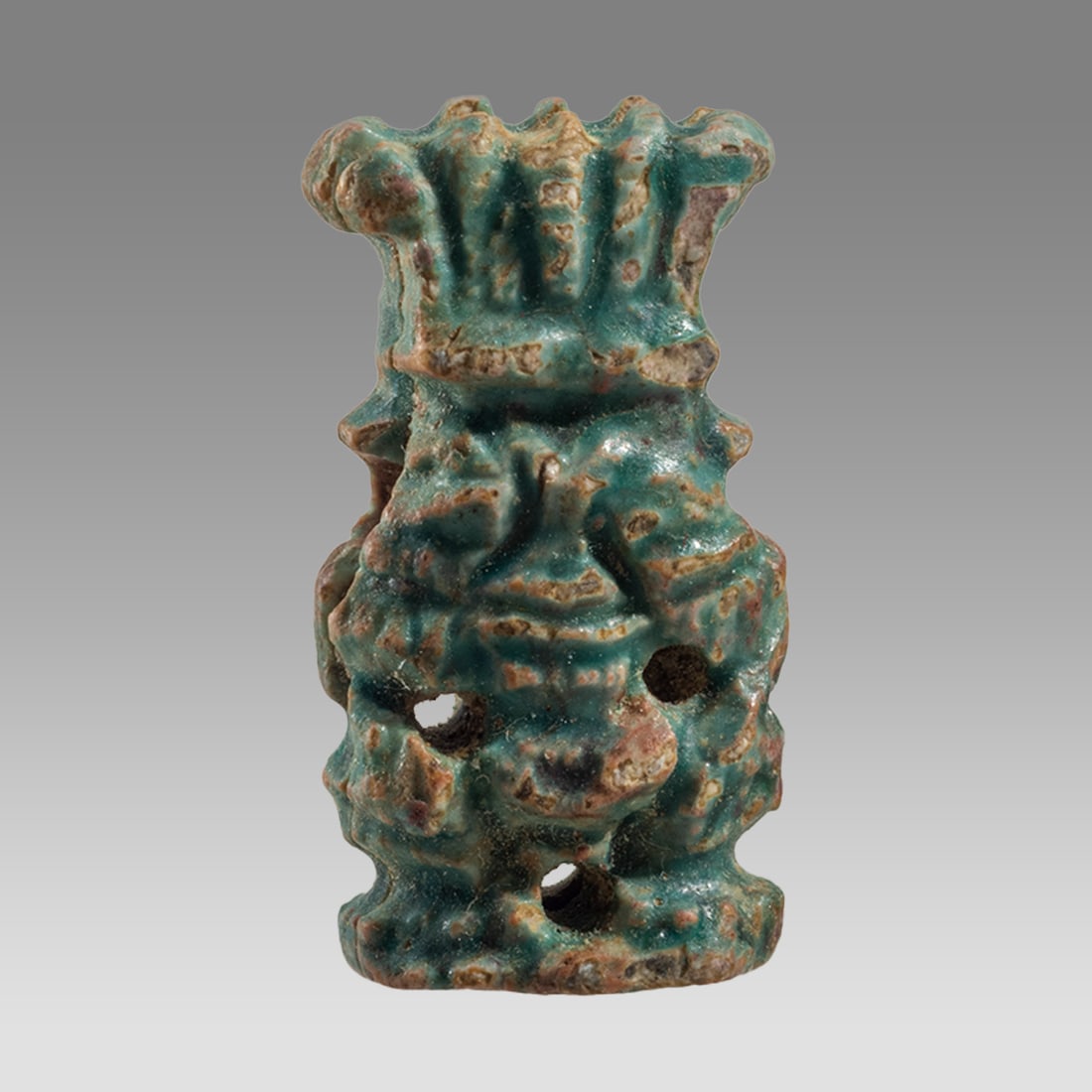 Ancient Egyptian Faience  Bes Amulet c.664-300 BC. (1 of 2)
