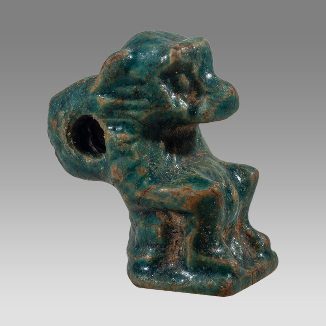 Ancient Egyptian Faience Baboon Amulet c.664-30 BC. (1 of 2)