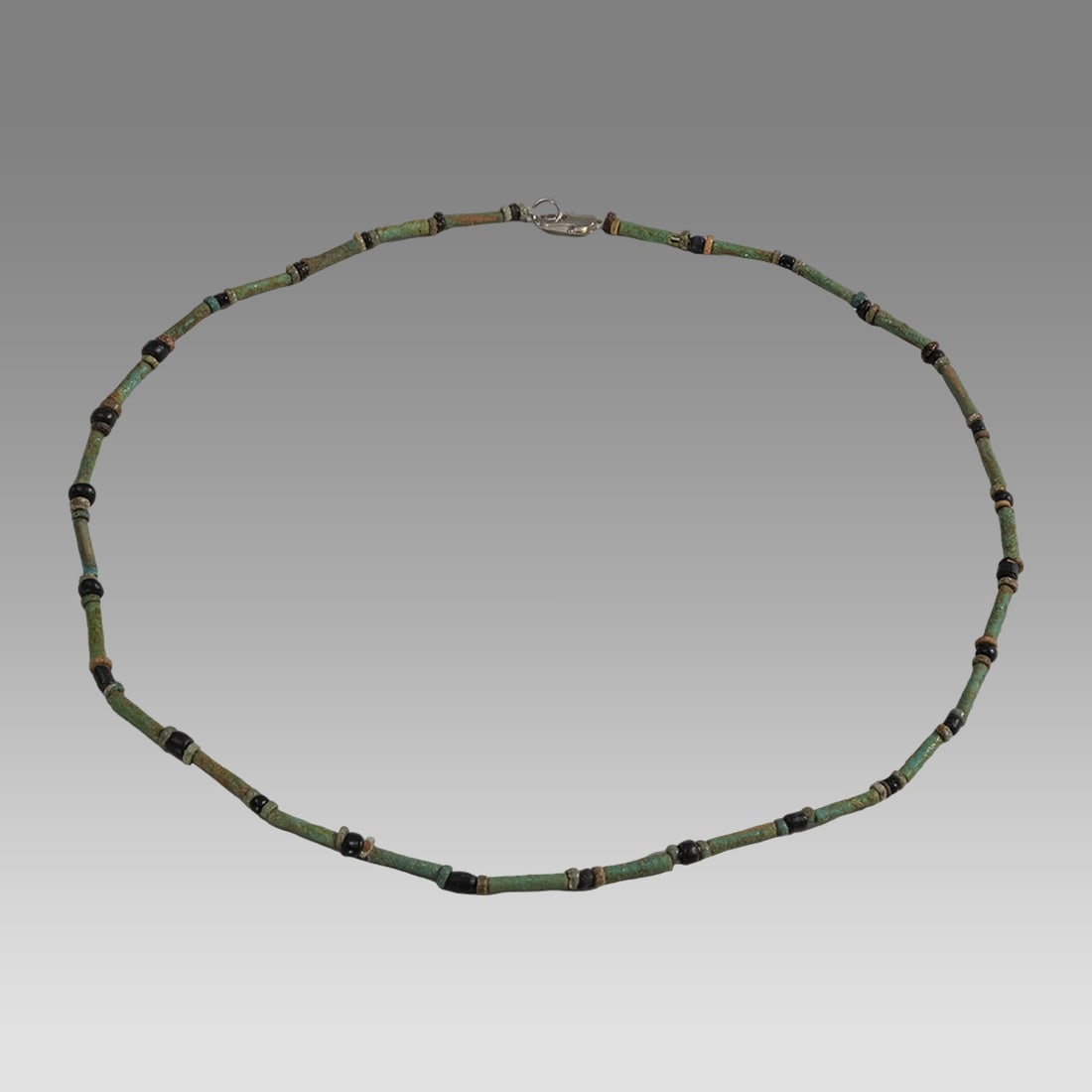 Ancient Egyptian Faience, Bead Necklace c.300-50 BC.: Ancient Egyptian Faience, Bead Necklace c.300-50 BC. Size 19 inches length. Great Looking single strand Faience Bead necklace. wearable. Provenance: Ex Secret Eyes Gallery New York 1970's-1980's