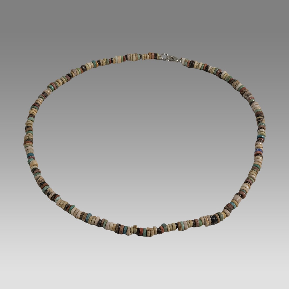 Ancient Egyptian Faience, Bead Necklace c.300-50 BC.: Ancient Egyptian Faience, Bead Necklace c.300-50 BC. Size 17 1/2 inches length. Great Looking single strand Faience Bead necklace. wearable. Provenance: Ex Secret Eyes Gallery New York 1970's-1980's
