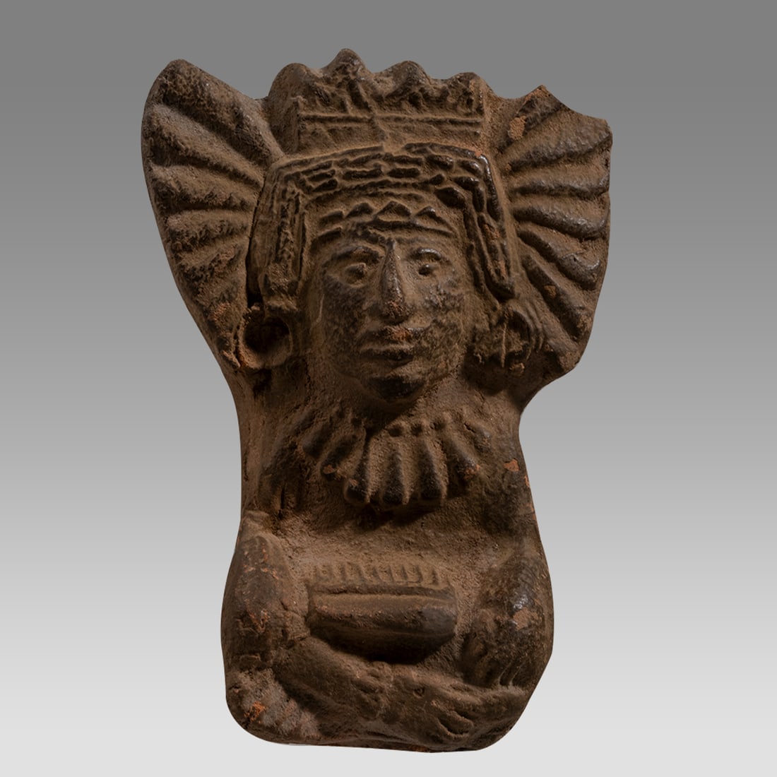 Ancient Pre Columbian Zapotic Warrior, Shaman Pottery figure Mexico. c.600 AD. (1 of 3)