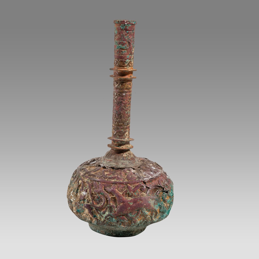 Ancient Islamic Persian Bronze Bottle With Kufic c.13th century AD. (1 of 3)