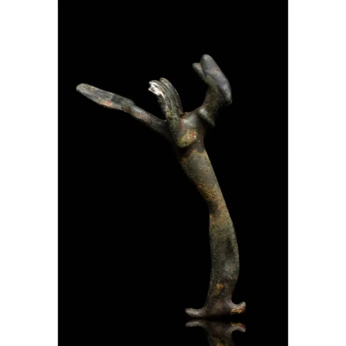 ROMAN BRONZE PATERA HANDLE WITH HOUND probably 2nd century AD. (1 of 3)