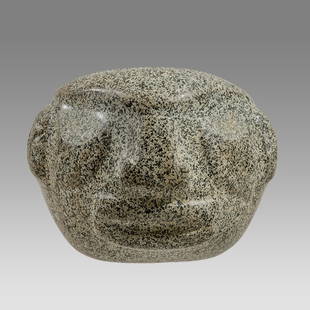 Pre Columbian, Costa Rican Guanacaste Nicoya Stone Mace Head c.1st-5th cent AD.: Pre Columbian, Costa Rican Stone Mace Head c.1st-5th cent AD. Size 2 3/4 x 2 1/2 inches. Central America, Costa Rica carved stone mace head depicting human head. Provenance: Private NYC Collection acq