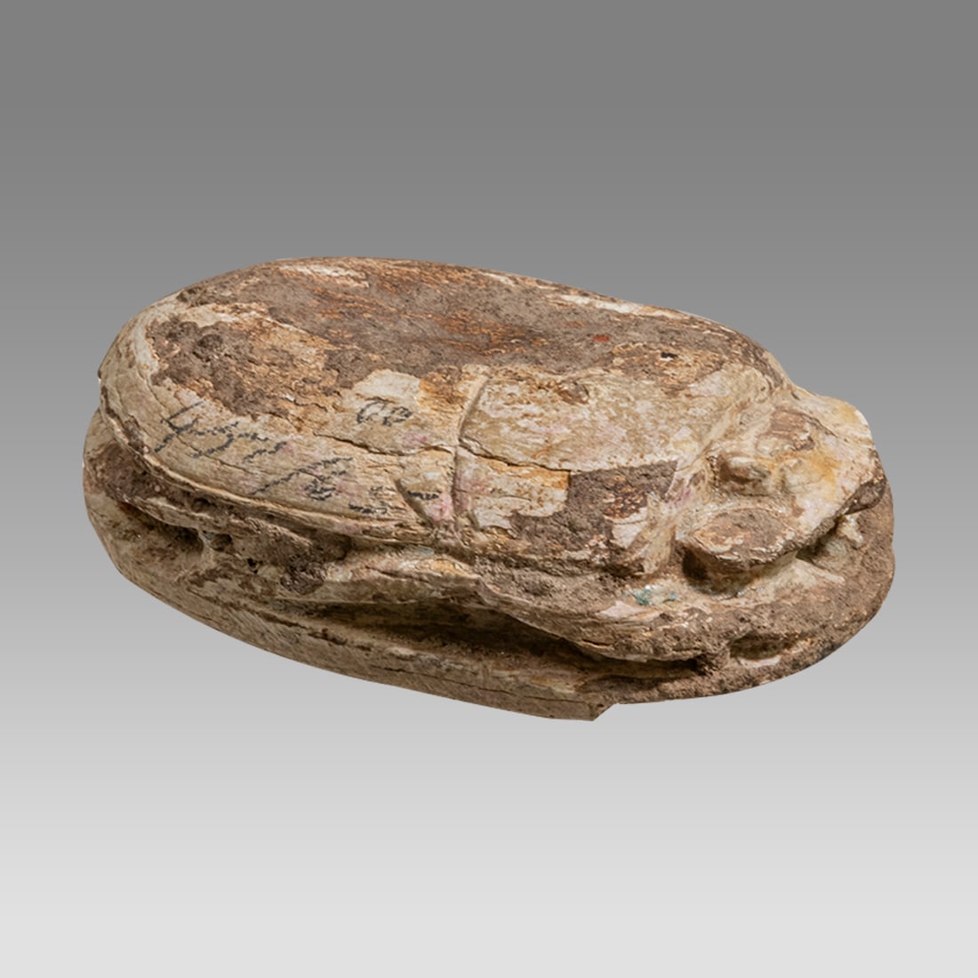 Egyptian Steatite large Heart Scarab with heiroglyph probably c.1100-1500 BC. (1 of 2)