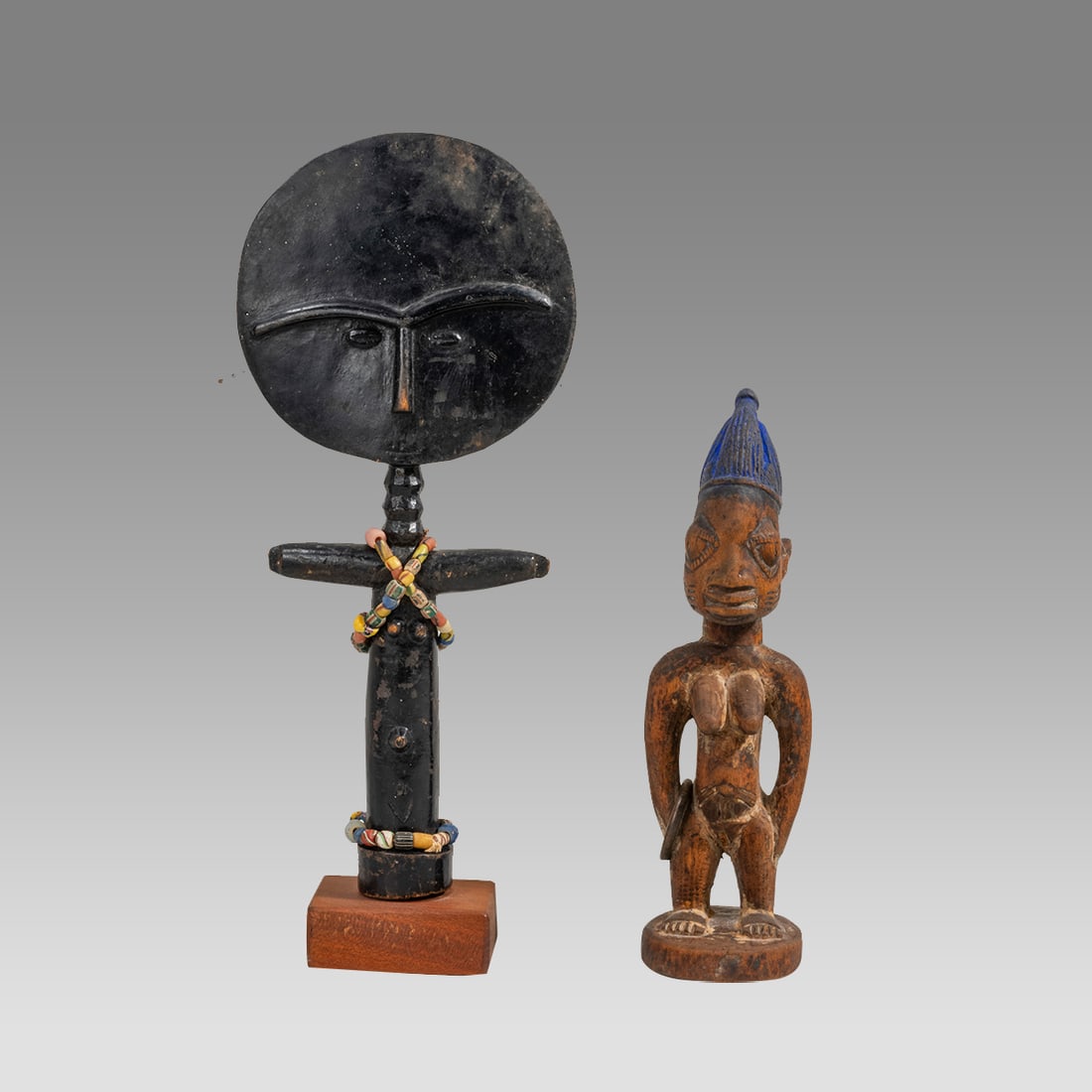 African Ghana, Fertility Wood Doll, Cote d'Ivoire Baule Wood Female figure. (1 of 3)