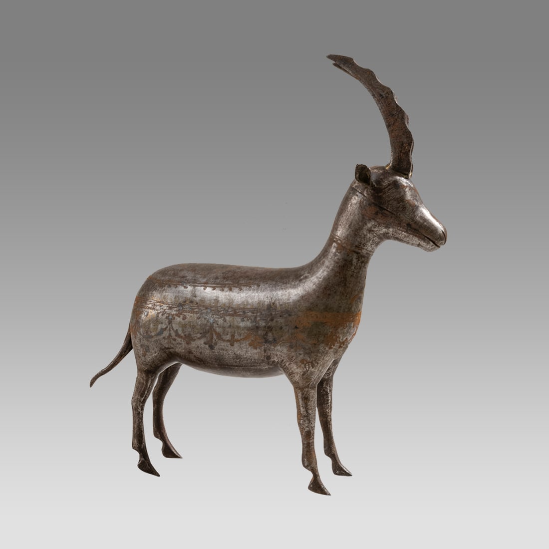 19th century-20th century Islamic Persian Qajar Steel Antelop. (1 of 4)