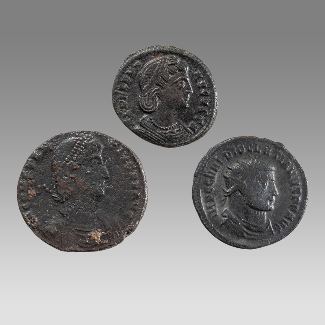 Lot of 3 Ancient Roman Bronze Coins c.3rd cent AD. (1 of 2)