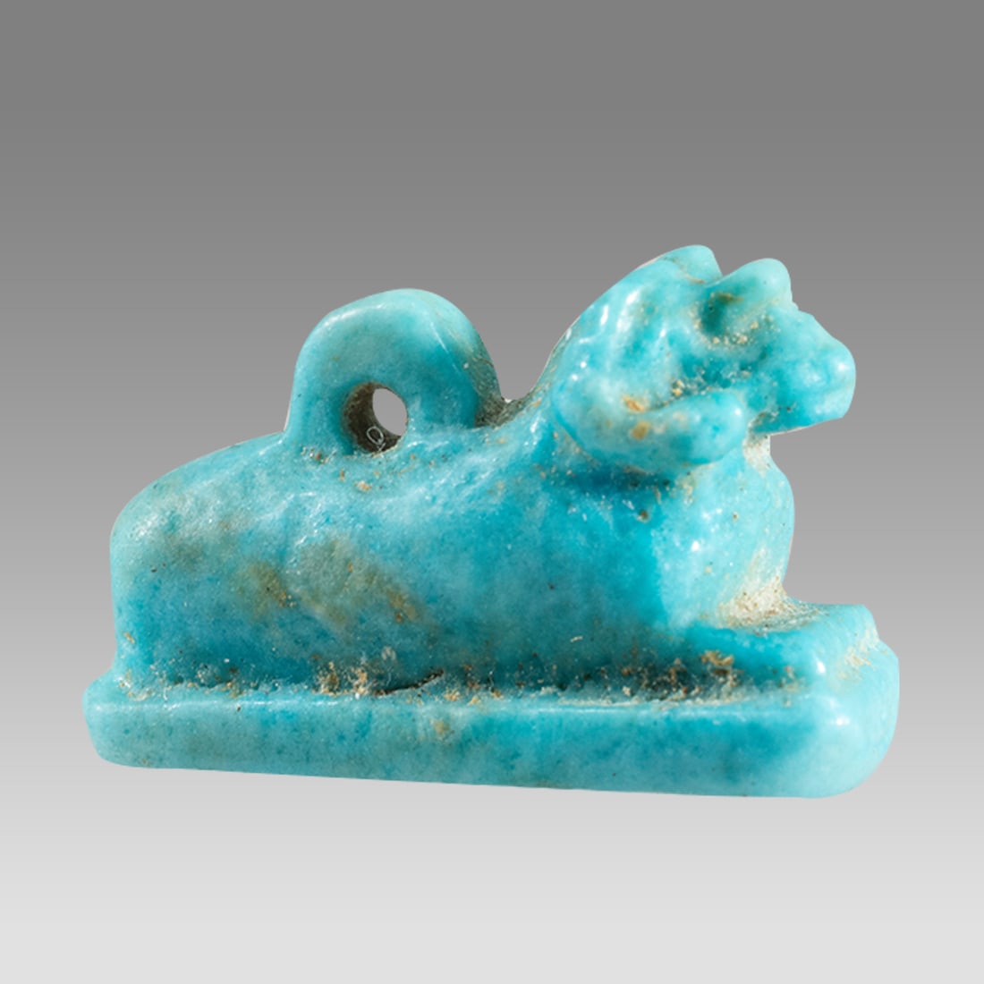 Ancient Egyptian Faience Khnum Ram Amulet Late period, ca. 700-30 B.C. (1 of 2)