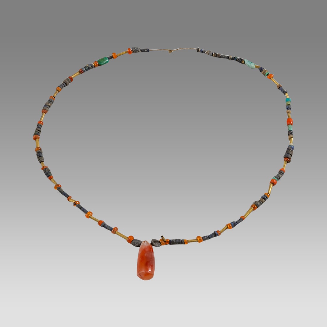 Ancient Faience, Agate and gold Bead Necklace c.2nd century AD. (1 of 1)