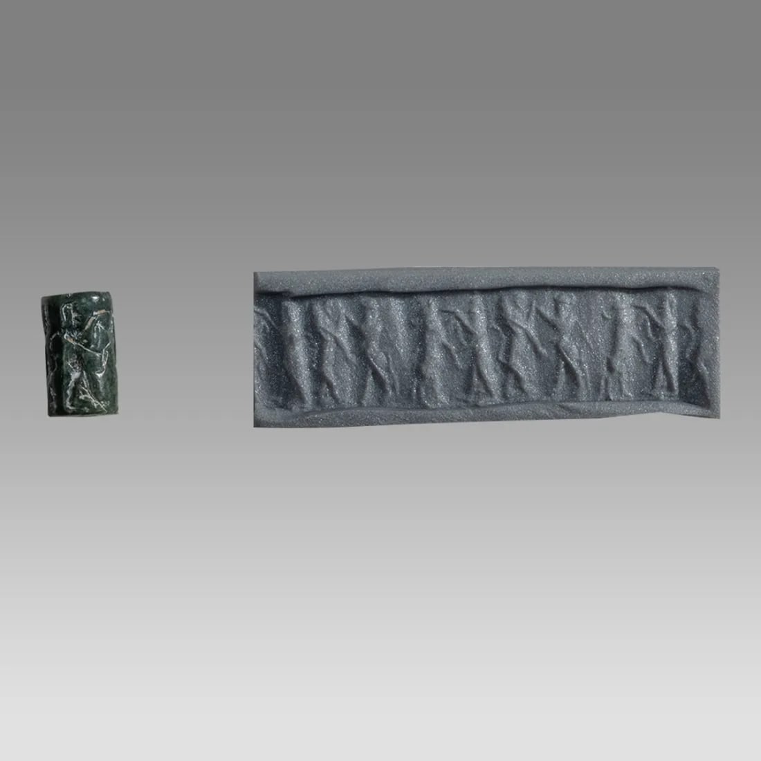 Ancient Akkadian Carved Stone Cylinder Seal Mesopotamia, ca. 2300-2200 BCE. (1 of 5)