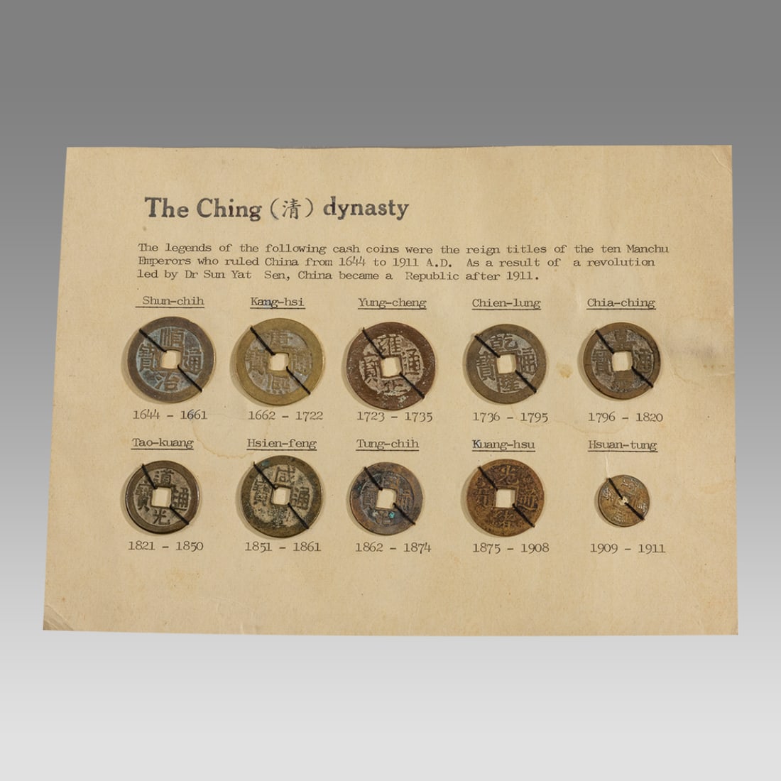 Ancient coins of China The Ching Dynasty AD 1644-1911. (10) (1 of 1)