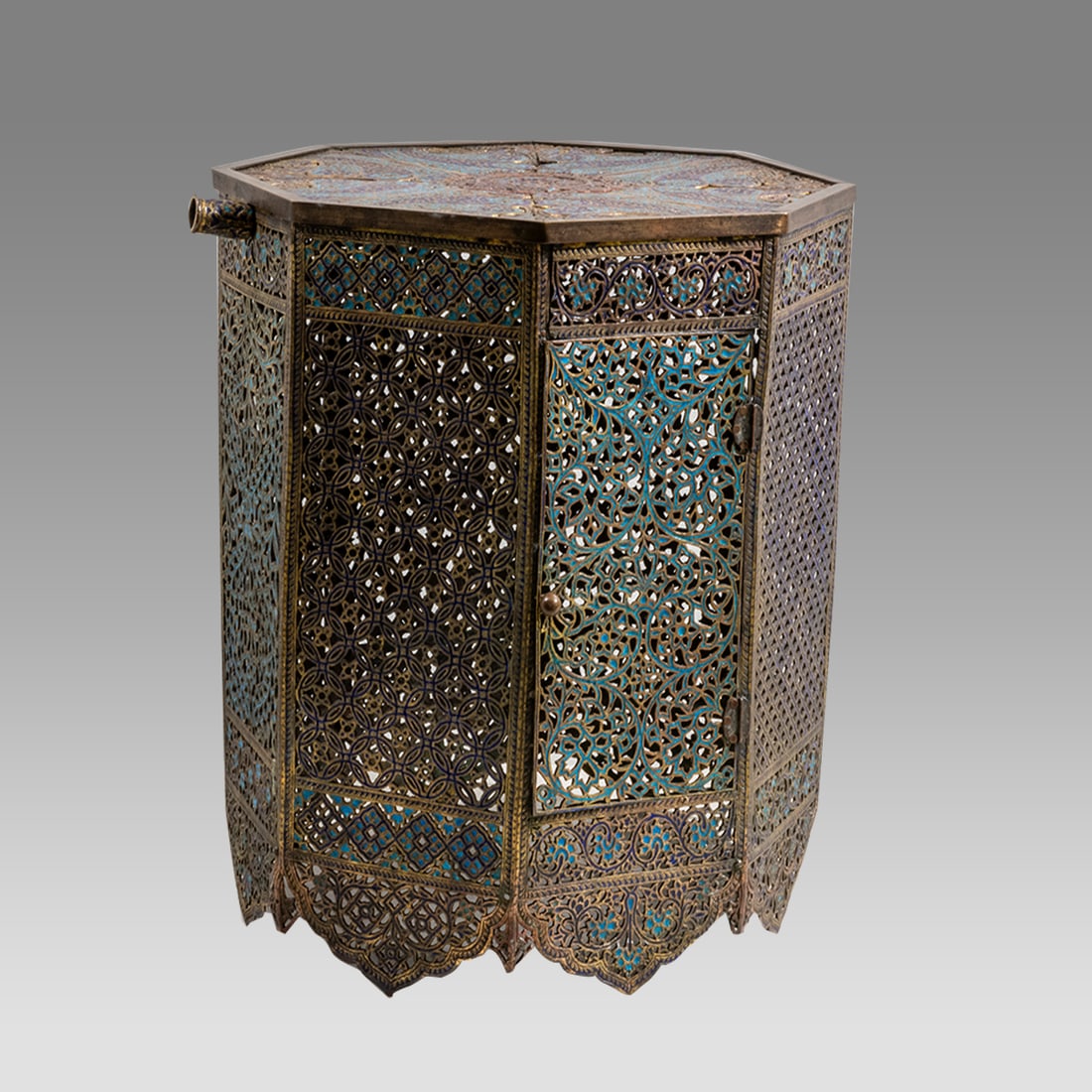 19th century Indian Enamel on Copper Table. (1 of 2)