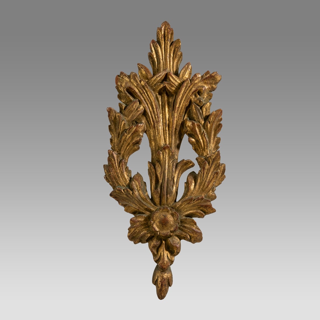 Early 19th century Baroque gilt plaque architectural salvage. Size 14 1/2 x 6 inches. (1 of 2)