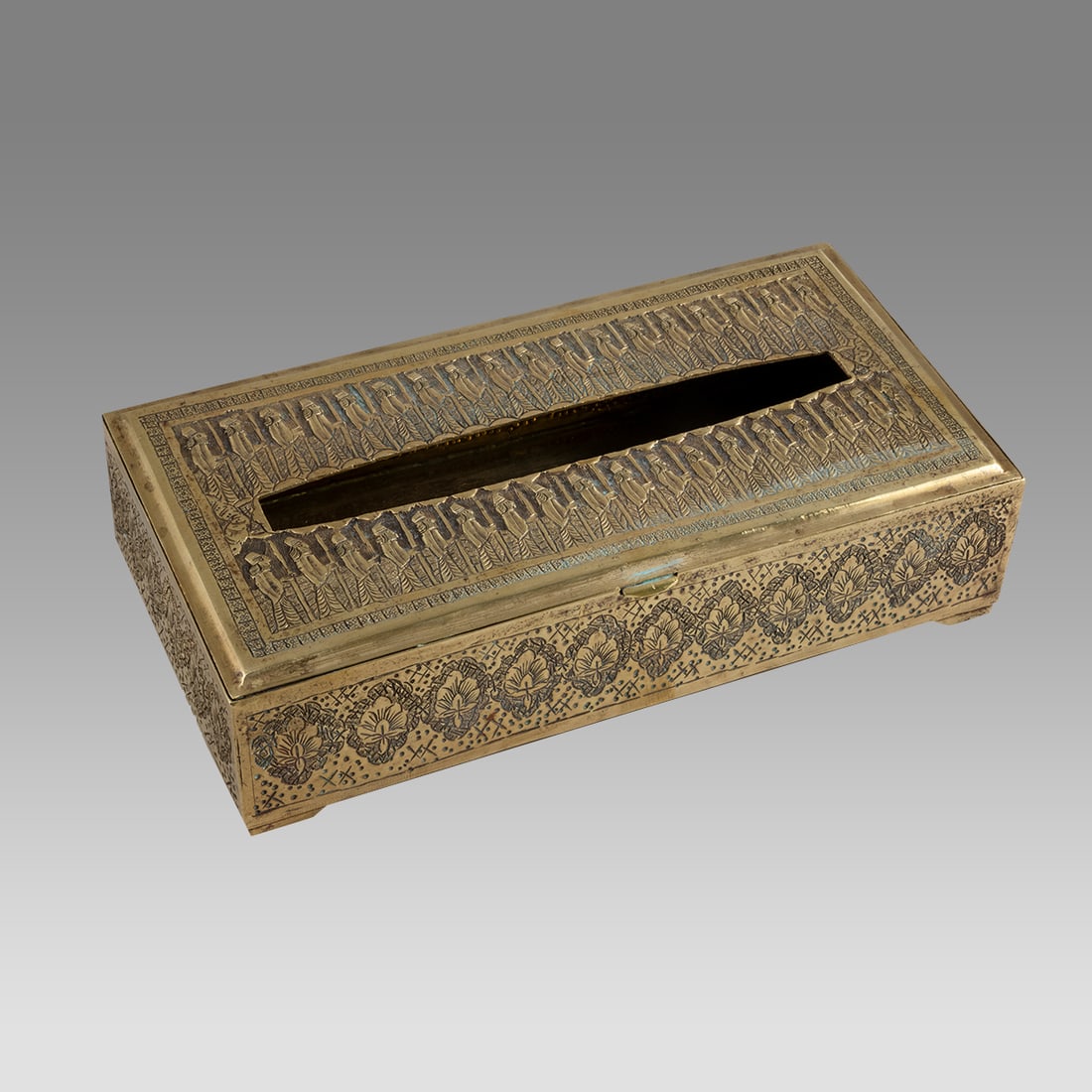 Vintage Persian Brass Box with Sasanian Kings. (1 of 3)