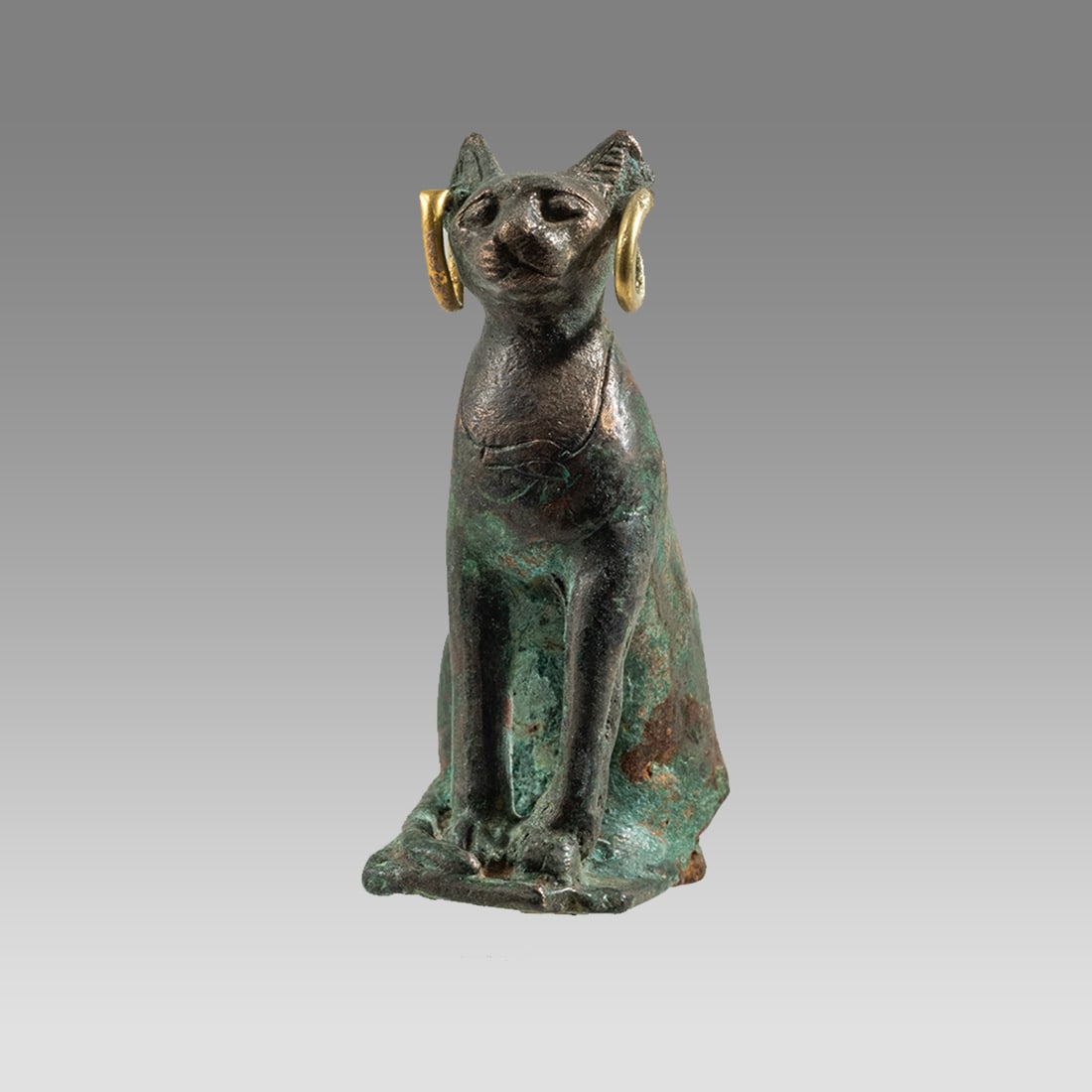 Ancient Egyptian Bronze Figure of Bastet Cat, 21st/26th Dynasty, 1075-525 B.C. (1 of 3)