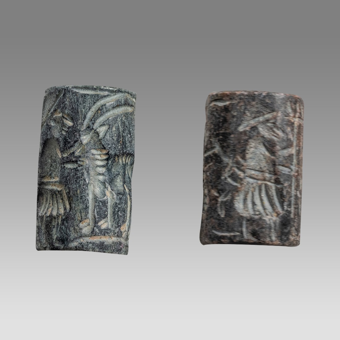Lot of 2 Mesopotamian Style Stone Cylinder Seals. (1 of 2)