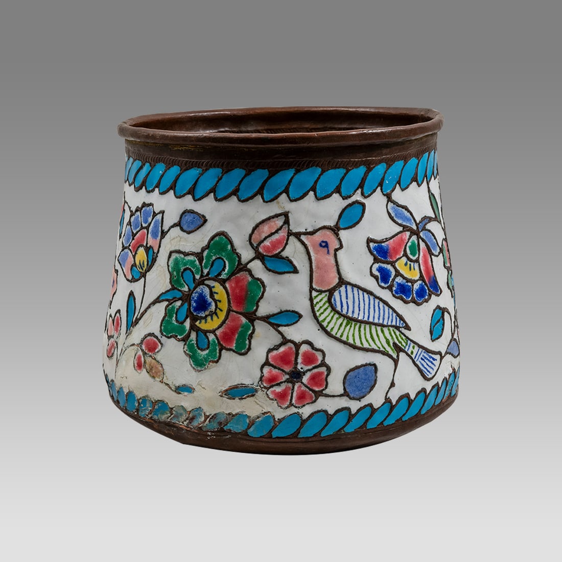 Late 19th century Syrian, Enamel on Copper Bowl. (1 of 3)