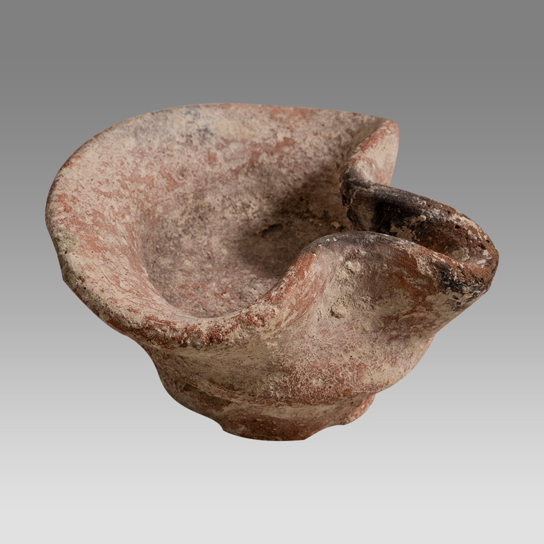 Ancient Iron AGe Red Clay Oil Lamp From First Temple Period c.850 BC. (1 of 2)