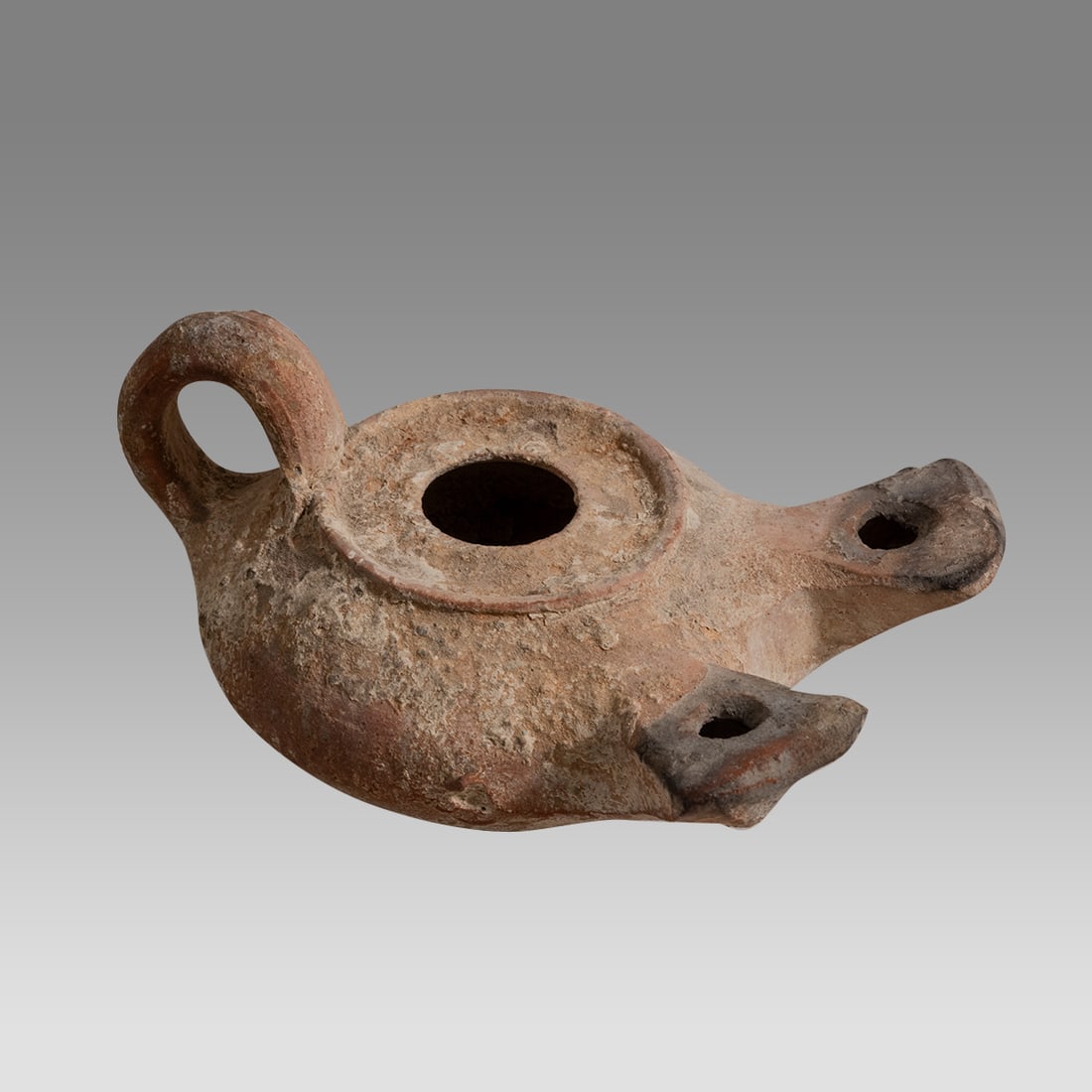 Ancient Roman Double Spouted Terracotta Oil Lamp c.2nd century AD. (1 of 2)